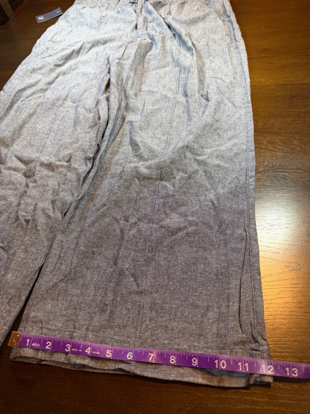 GAP Navy and White Linen Wide Leg Pants Coastal - Picture 2 of 12